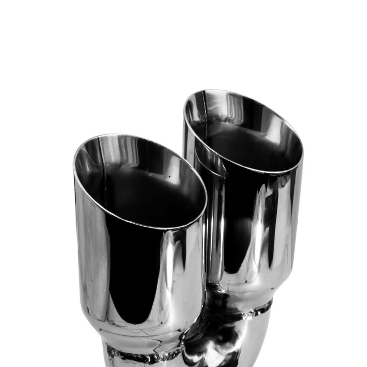 3.5 inch Round Slash Cut Mirror Polished 304 Stainless Steel Exhaust Tip  - PE35022L