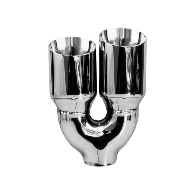 3.5 inch Round Slash Cut Mirror Polished 304 Stainless Steel Exhaust Tip  - PE35022L