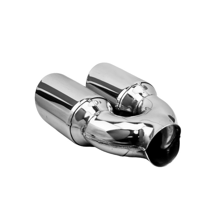 3.5 inch Round Slash Cut Mirror Polished 304 Stainless Steel Exhaust Tip  - PE35022L