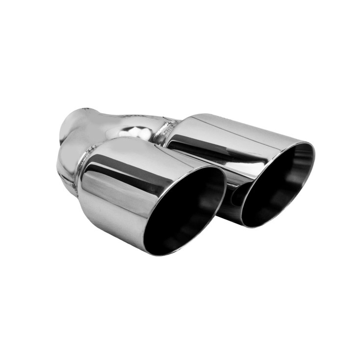 3.5 inch Round Slash Cut Mirror Polished 304 Stainless Steel Exhaust Tip  - PE35022L