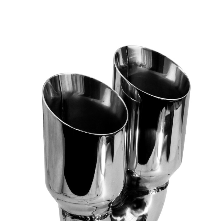 3.5 inch Round Slash Cut Mirror Polished 304 Stainless Steel Exhaust Tip  - PE35022L