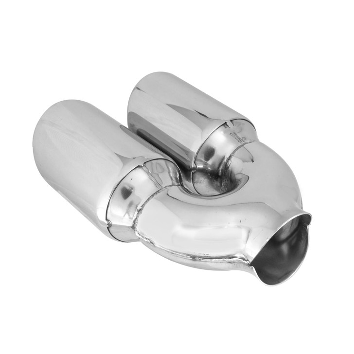 3.5 inch Round Slash Cut Mirror Polished 304 Stainless Steel Exhaust Tip  - PE35022L