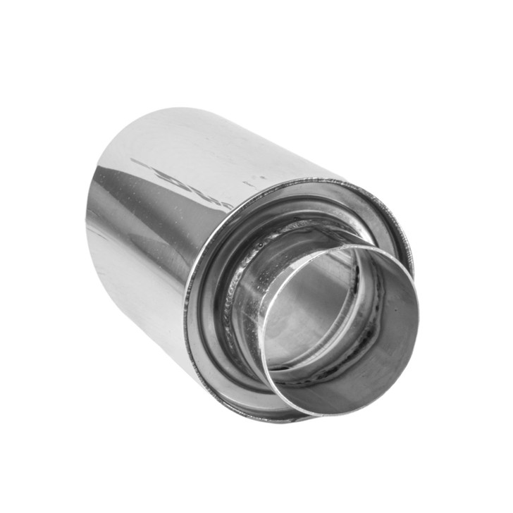3.5 inch Round Slash Cut - Rolled Edge Mirror Polished 304 Stainless Steel Exhaust Tip  - PE35012
