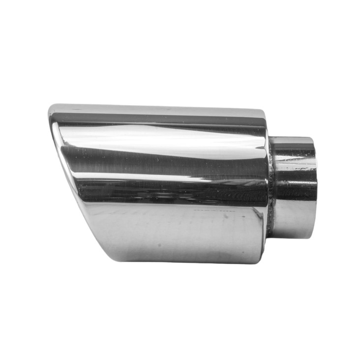 3.5 inch Round Slash Cut - Rolled Edge Mirror Polished 304 Stainless Steel Exhaust Tip  - PE35012