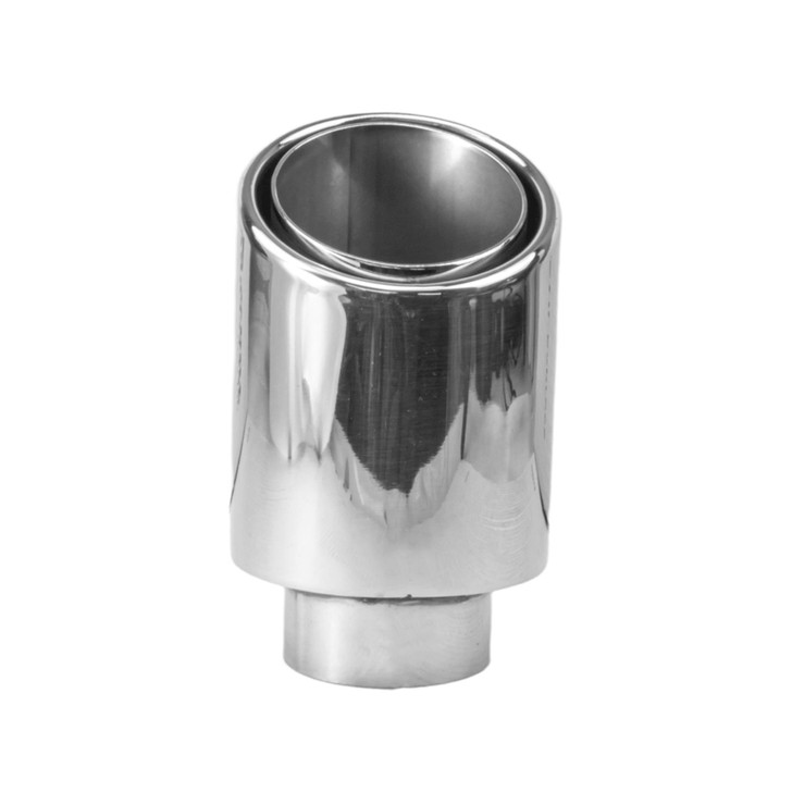3.5 inch Round Slash Cut - Rolled Edge Mirror Polished 304 Stainless Steel Exhaust Tip  - PE35012