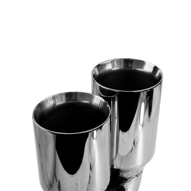 3.5 inch Round Straight Cut - Double Wall Mirror Polished 304 Stainless Steel Exhaust Tip  - PE35021