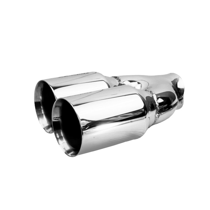 3.5 inch Round Straight Cut - Double Wall Mirror Polished 304 Stainless Steel Exhaust Tip  - PE35021