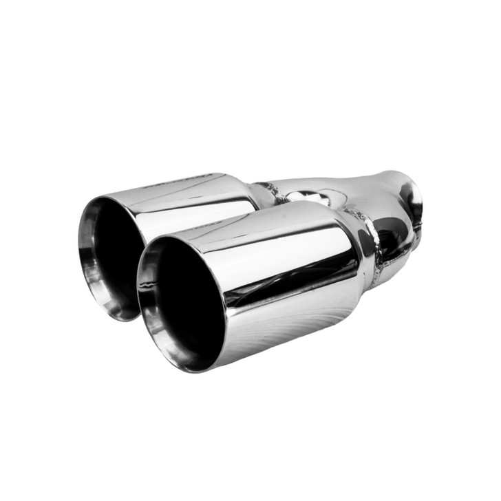 3.5 inch Round Straight Cut - Double Wall Mirror Polished 304 Stainless Steel Exhaust Tip  - PE35021