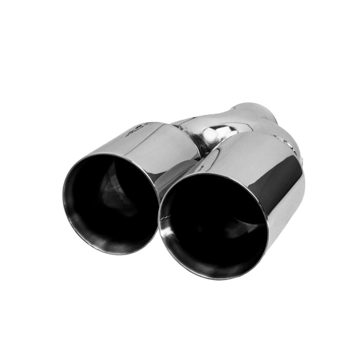 3.5 inch Round Straight Cut - Double Wall Mirror Polished 304 Stainless Steel Exhaust Tip  - PE35021