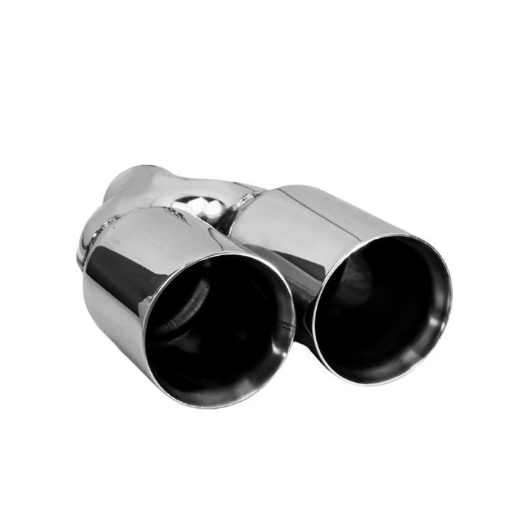 3.5 inch Round Straight Cut - Double Wall Mirror Polished 304 Stainless Steel Exhaust Tip  - PE35021