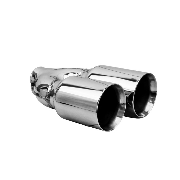 3.5 inch Round Straight Cut - Double Wall Mirror Polished 304 Stainless Steel Exhaust Tip  - PE35021