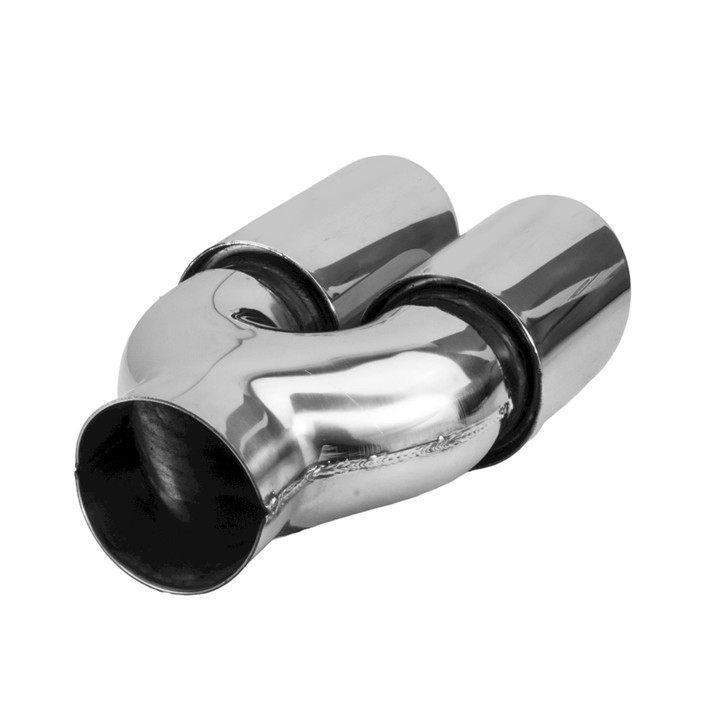 3 inch Round Slash Cut - Rolled Edge Mirror Polished 304 Stainless Steel Exhaust Tip  - PE35010R