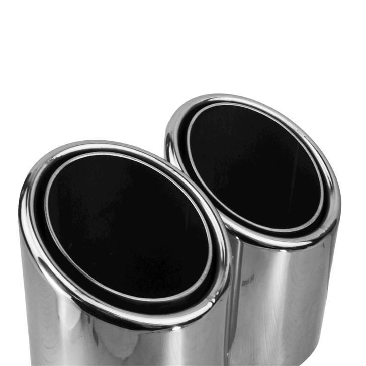 3 inch Round Slash Cut - Rolled Edge Mirror Polished 304 Stainless Steel Exhaust Tip  - PE35010R