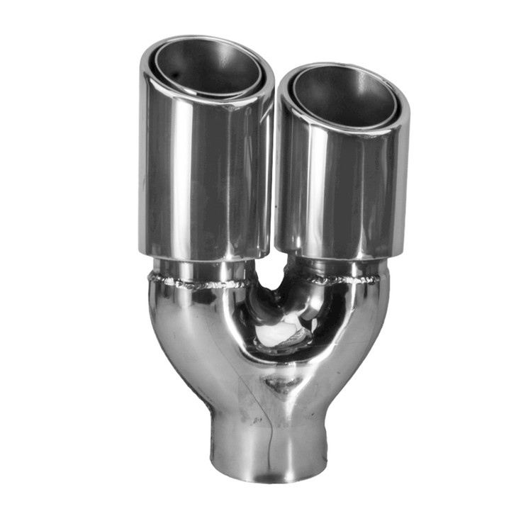 3 inch Round Slash Cut - Rolled Edge Mirror Polished 304 Stainless Steel Exhaust Tip  - PE35010R