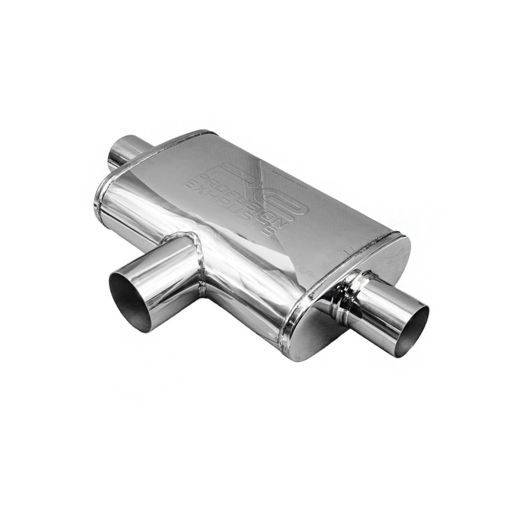 3" 76mm  5" x 8" Oval x 18" C/C T Pipe Profusion 304 Stainless Steel Exhaust Silencer - 812928