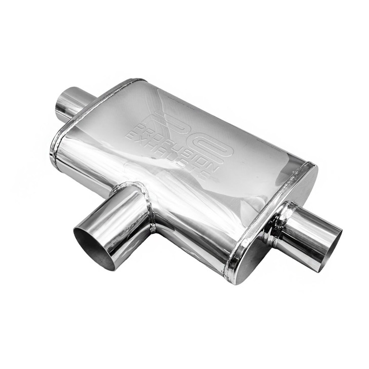 3" 76mm  5" x 8" Oval x 18" C/C T Pipe Profusion 304 Stainless Steel Exhaust Silencer - 812928