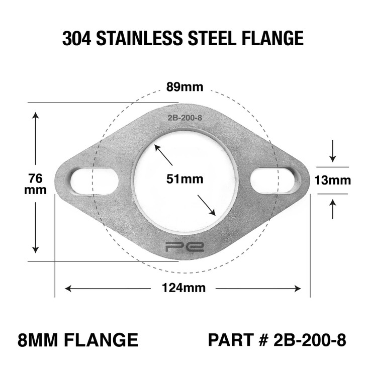 APS 2.5 Inch 2-Bolt Exhaust Flange Plate – 63mm – 8mm Thick Mild Steel – Made In Australia – FPPRO2.5