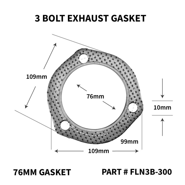 Exhaust Pipe Gasket Set 3 Inch 76mm, Reinforced Ceramic Metal