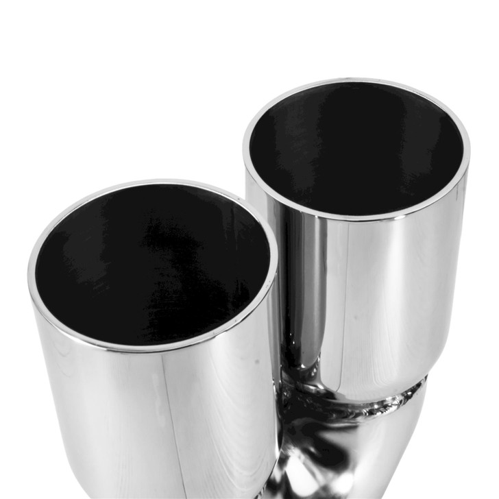 3 inch Round Straight Cut - Double Wall Mirror Polished 304 Stainless Steel Exhaust Tip  - PE35008-ST