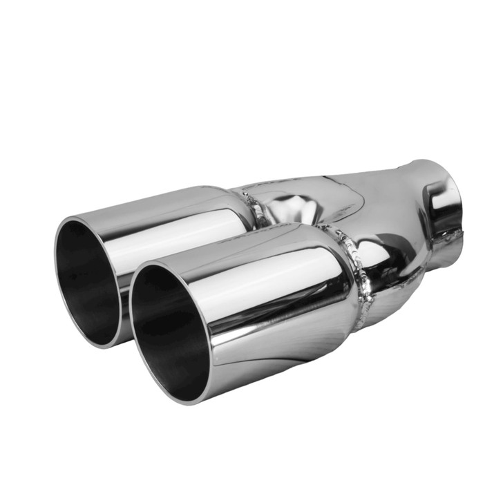 3 inch Round Straight Cut - Double Wall Mirror Polished 304 Stainless Steel Exhaust Tip  - PE35008-ST