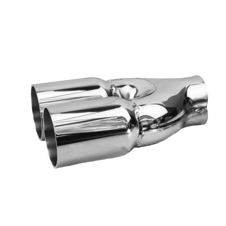 3 inch Round Straight Cut - Double Wall Mirror Polished 304 Stainless Steel Exhaust Tip  - PE35008-ST