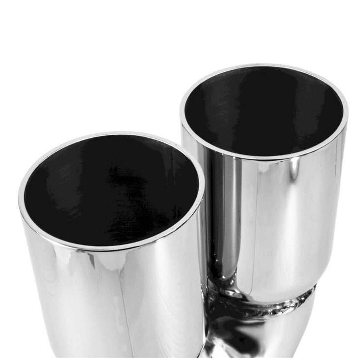 3 inch Round Straight Cut - Double Wall Mirror Polished 304 Stainless Steel Exhaust Tip  - PE35008-ST