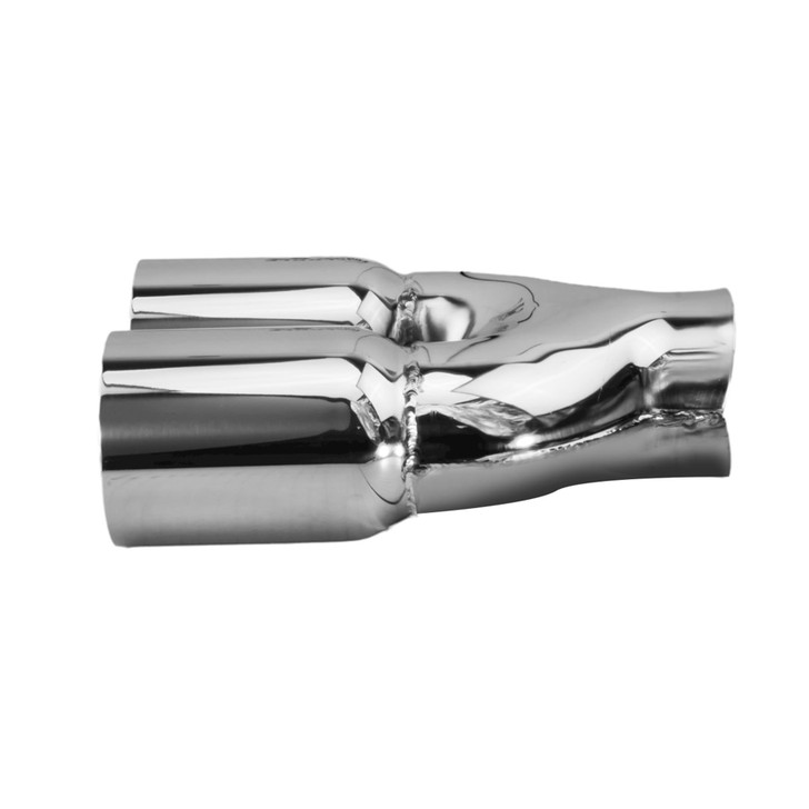 3 inch Round Straight Cut - Double Wall Mirror Polished 304 Stainless Steel Exhaust Tip  - PE35008-ST