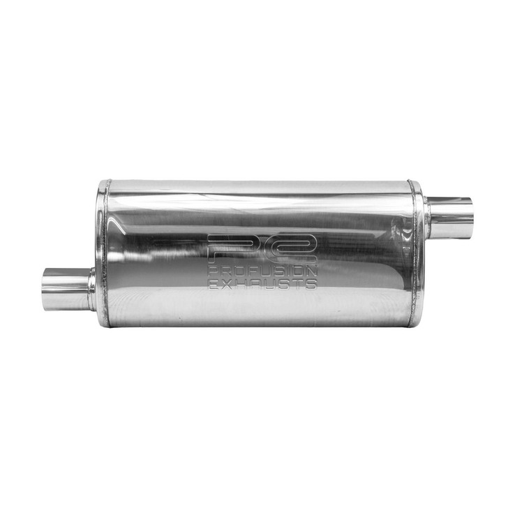 2.5" 63mm 5" x 8" Oval x 18" O/O Profusion 304 Stainless Steel Exhaust Silencer