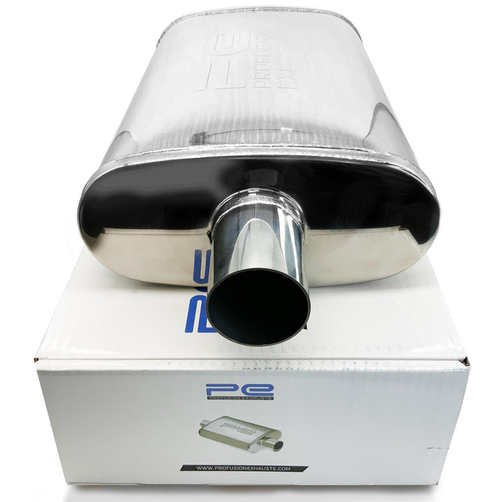 2.5 inch 5 x 8 Oval x 18 inch S/D Profusion 304 Stainless Steel Exhaust Silencer