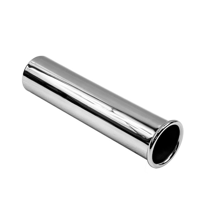 1.75 inch Round Straight Cut - Rolled Edge  Mirror Polished 304 Stainless Steel Exhaust Tip  - PE45RT