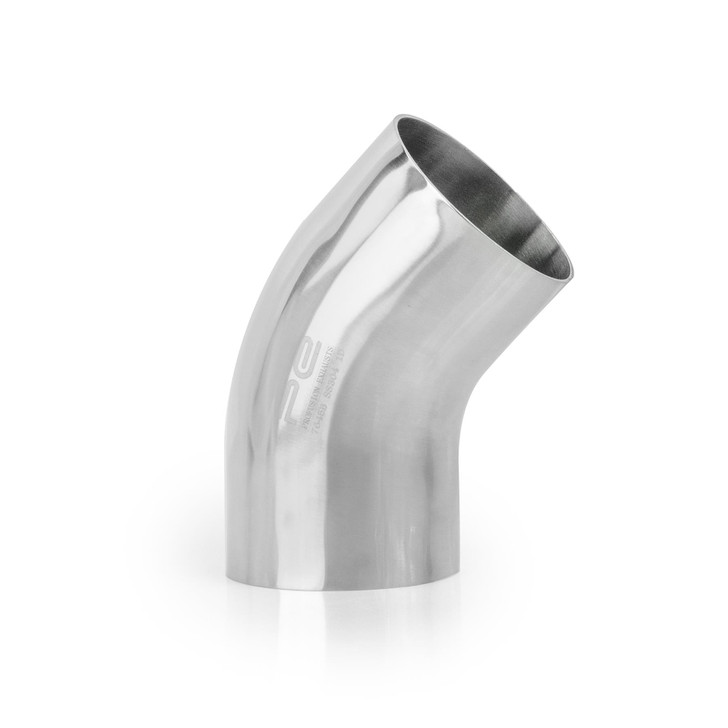 45 degree 2.75" 70mm Tight 1D Mandrel Exhaust Bend T304 Stainless Steel Polished