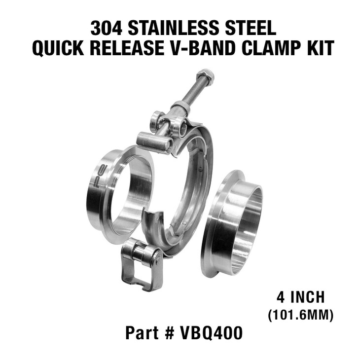 4" Inch 101.6mm Profusion 304 Stainless Steel V-Band Clamp Kit M/F Quick Release