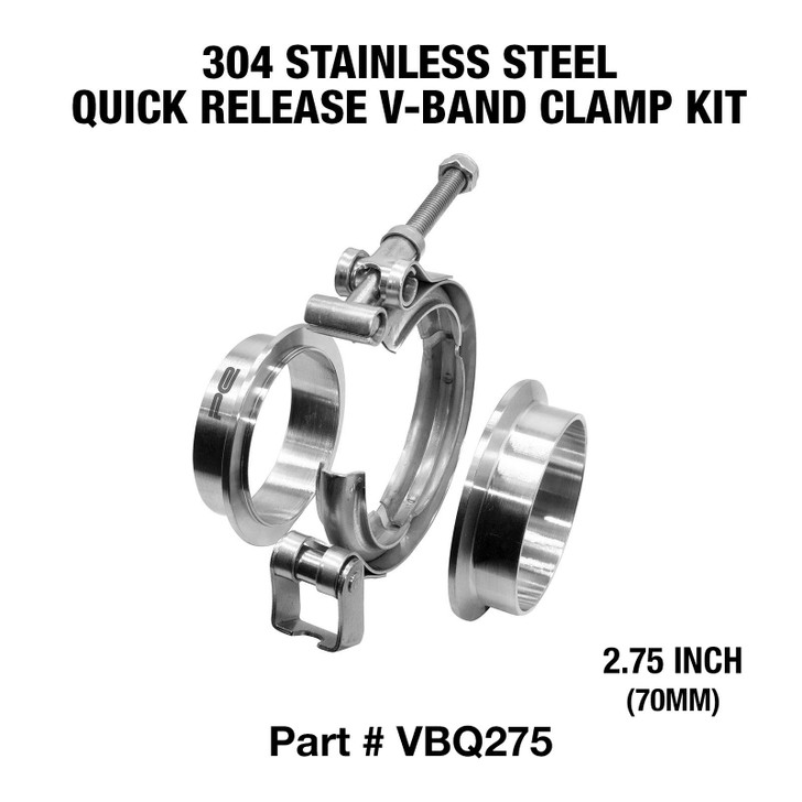 2.75" Inch 70mm Profusion 304 Stainless Steel V-Band Clamp Kit M/F Quick Release