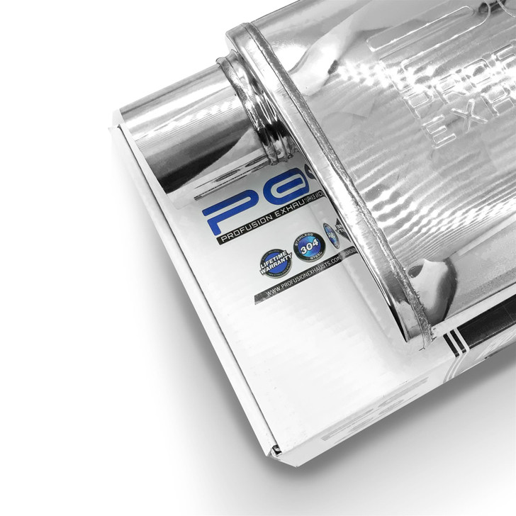 2.5" 63mm 4 x 9 Oval x 14" O/O Profusion 304 Stainless Steel Exhaust Silencer