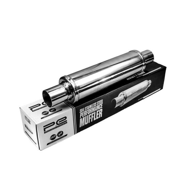 1.75 inch 4 inch Round x 14 inch 304 Stainless Steel Exhaust Muffler - 810413