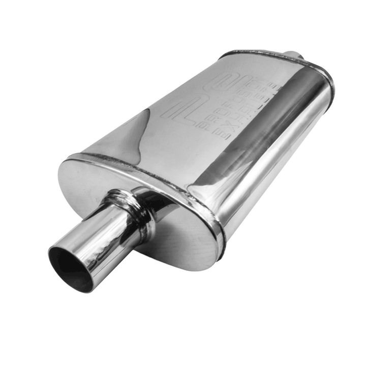 1.75" 45mm 3.5" x 7" Oval x 11" Profusion 304 Stainless Steel Exhaust Silencer