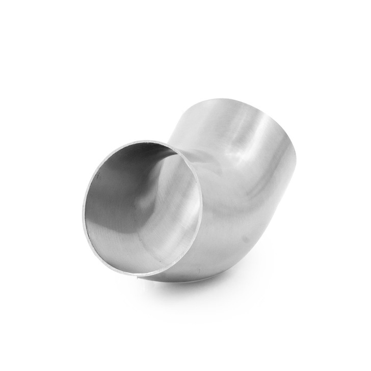 45 degree 2.37" 60mm Tight 1D Mandrel Exhaust Bend T304 Stainless Steel Satin Polished