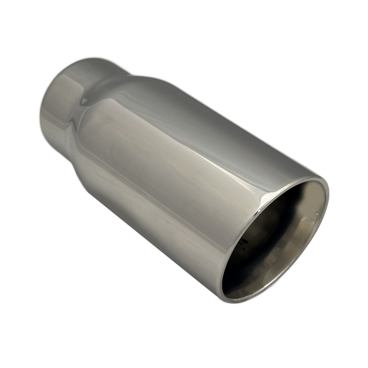 3 inch (76mm) (OD) Mirror Polished Single 304 Stainless Steel Slash Cut Exhaust Tail Pipe - PE22368