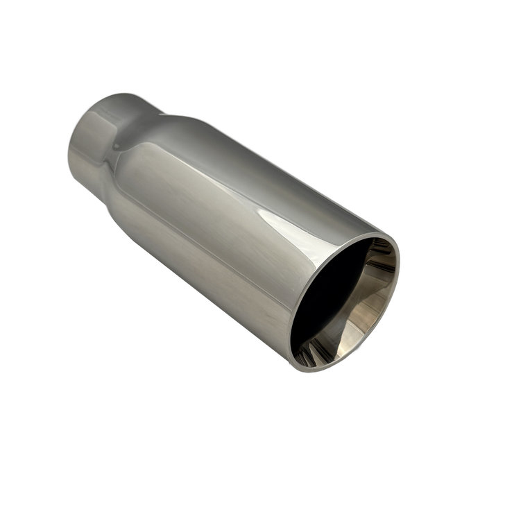 2.25 inch Mirror Polished Single 304 Stainless Steel Straight Cut Exhaust Tail Pipe - PE22374
