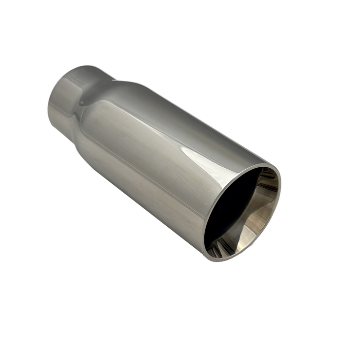 3 inch (76mm) (OD) Mirror Polished Single 304 Stainless Steel Straight Cut Exhaust Tail Pipe - PE22374