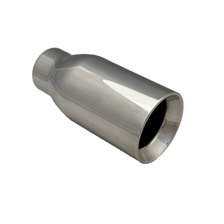 3.54 inch (90mm) (OD) Mirror Polished Single 304 Stainless Steel Straight Cut Exhaust Tail Pipe - PE22375