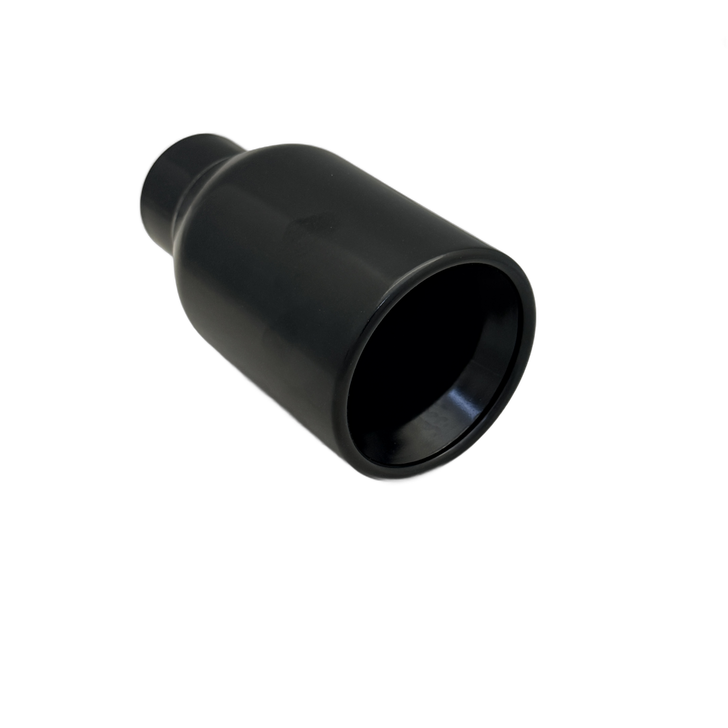4 inch (101mm) (OD) Black Powder coating Single 304 Stainless Steel Straight Cut Exhaust Tail Pipe Rolled In - PE22377