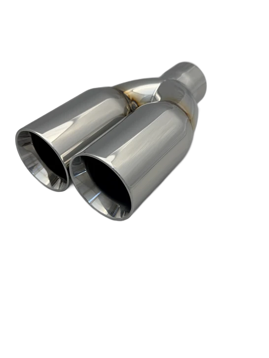 3 inch (76mm) (OD) Mirror Polished Twin 304 Stainless Steel Straight Cut Exhaust Tail Pipe - PE22391