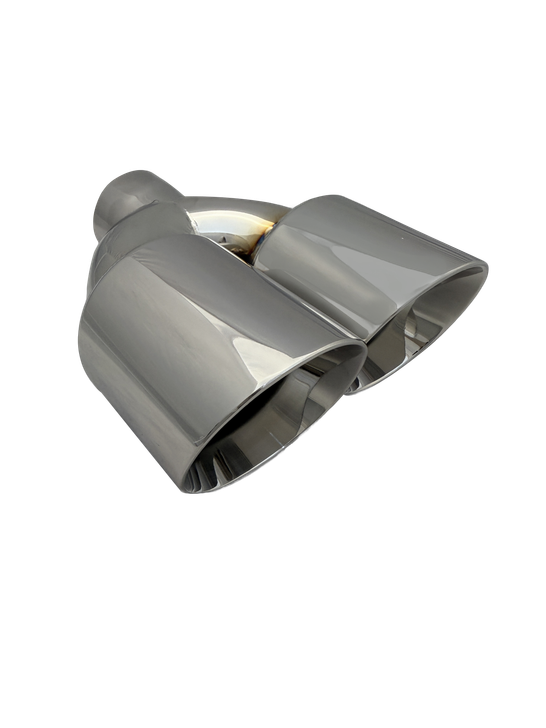 2.5 inch Mirror Polished Twin (Right) 304 Stainless Steel Slash Cut Exhaust Tail Pipe Staggered - PE22401R