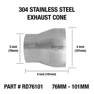 Maxhanest 3" ID To 4" ID Stainless Steel Exhaust Pipe Reducer Adapter