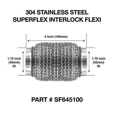 45mm x 100mm Soft Superflex Interlock Weld On 304 Stainless Steel ...
