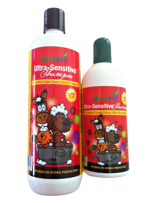 The Ultimate luxurious wash for your pet!  Our newly released Ultra sensitive shampoo is perfect for highly inflamed and sensitive skin.  Combined formulation of organic Neem, Calendula and Olive Oil nourishes and cleans your pets skin and coat.  Perfect for puppies and kittens over 6 weeks of age.