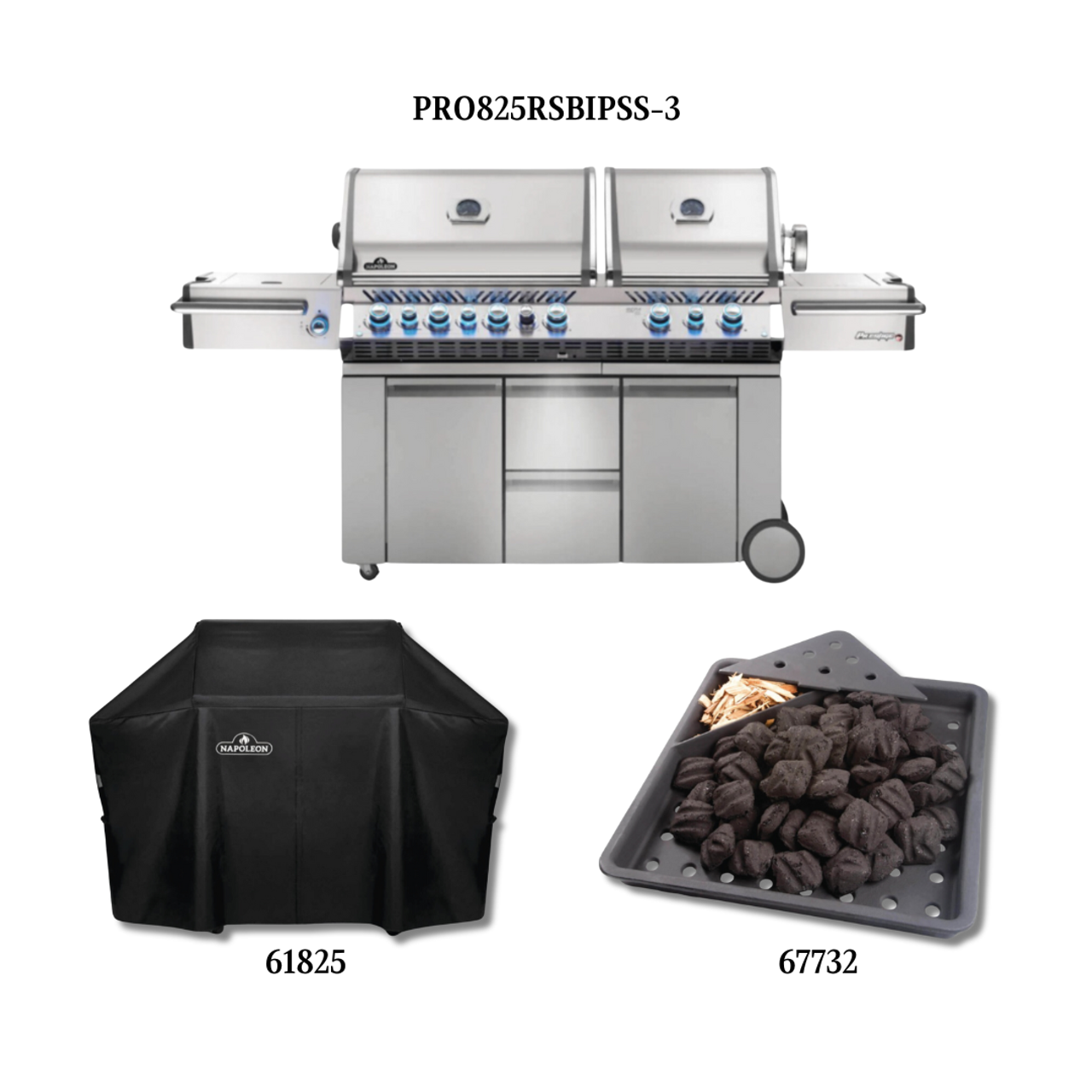Napoleon PRESTIGE PRO 825 LP wiith Cover and Charcoal Tray - PRO8253PCLP-PCKG
