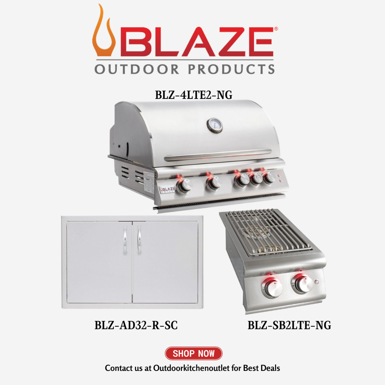 Blaze Grill Package Stainless Steel, Side burner, Access Door Natural Gas BP1NG