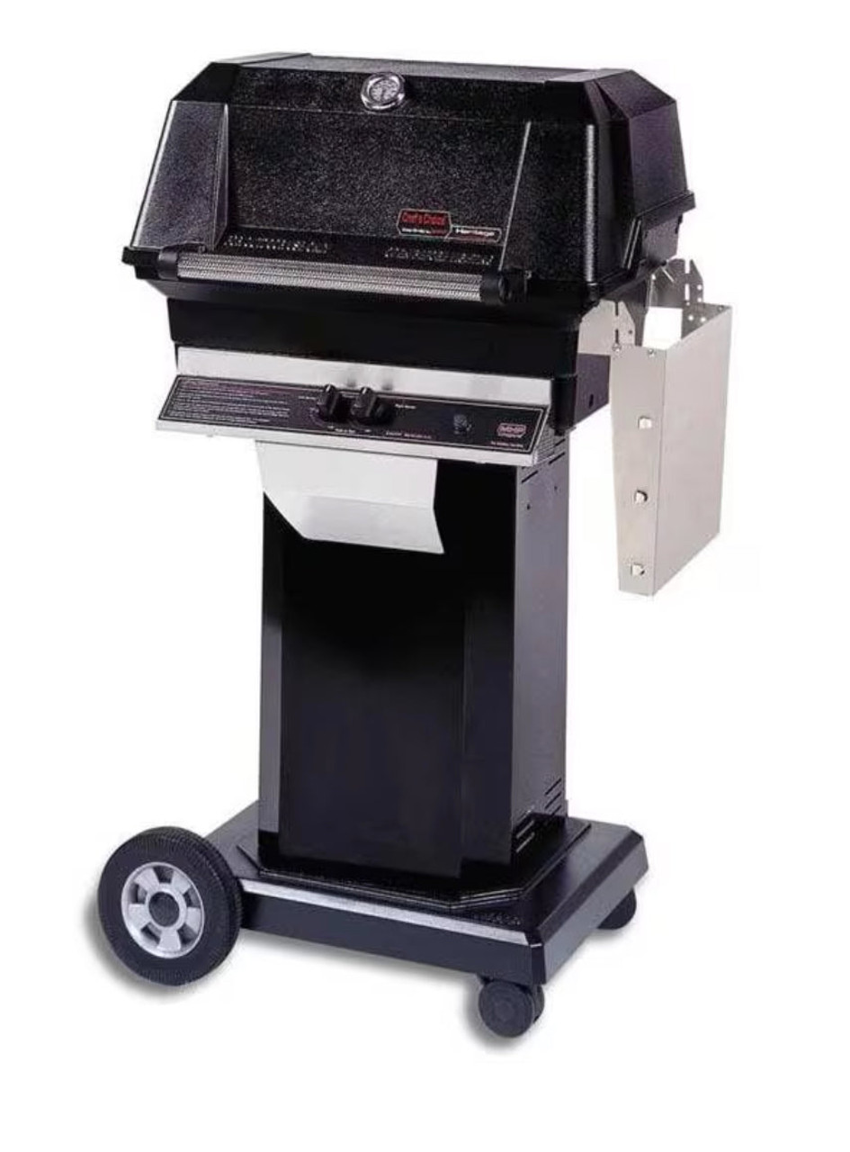 MHP JNR4DD - 37-Inch 2-Burner On Black Cart Grill with Stainless Steel Shelves and Stainless Grids - Liquid Propane Gas - JNR4DD-P + OCOLB + OM-P